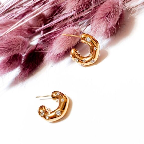 Diamond hoop earrings #584  - Picture 3 of 5